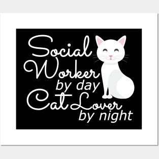 Social Worker by day cat lover by night Posters and Art